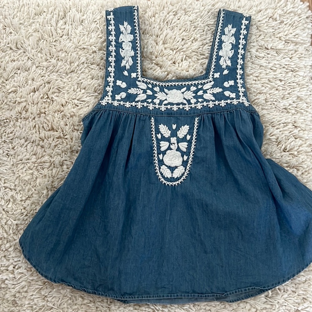 Lovers + friends denim embroidered top